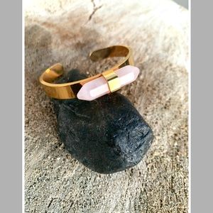 Rose quartz golden cuff bracelet